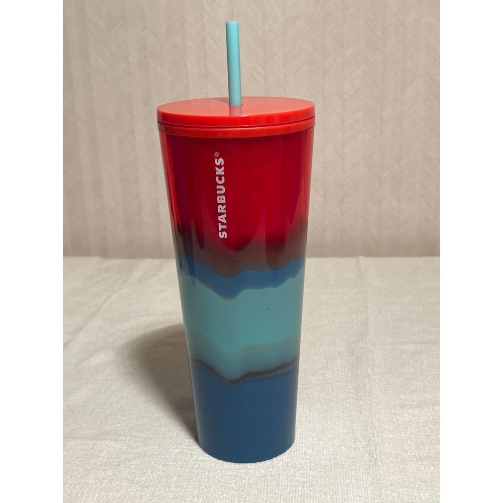 Starbucks 2021 Summer Watercolour Wave Trio Red and Blue Venti Tumbler